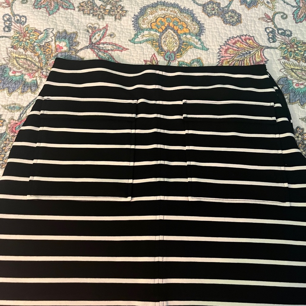 Banana Republic Black and White Striped Pencil Skirt